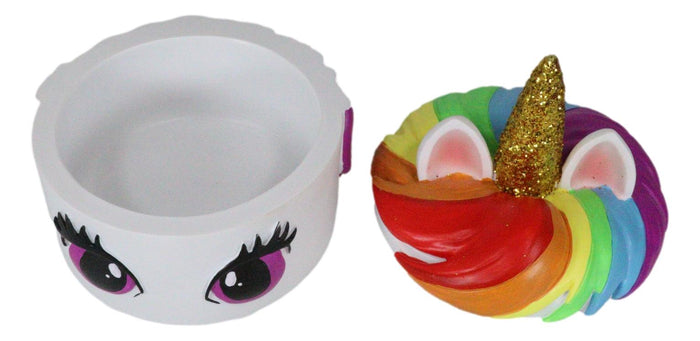 Ebros Gift Enchanted Fantasy Rainbow Unicorn Stargazer Trinket Decorative Jewelry Box Decor