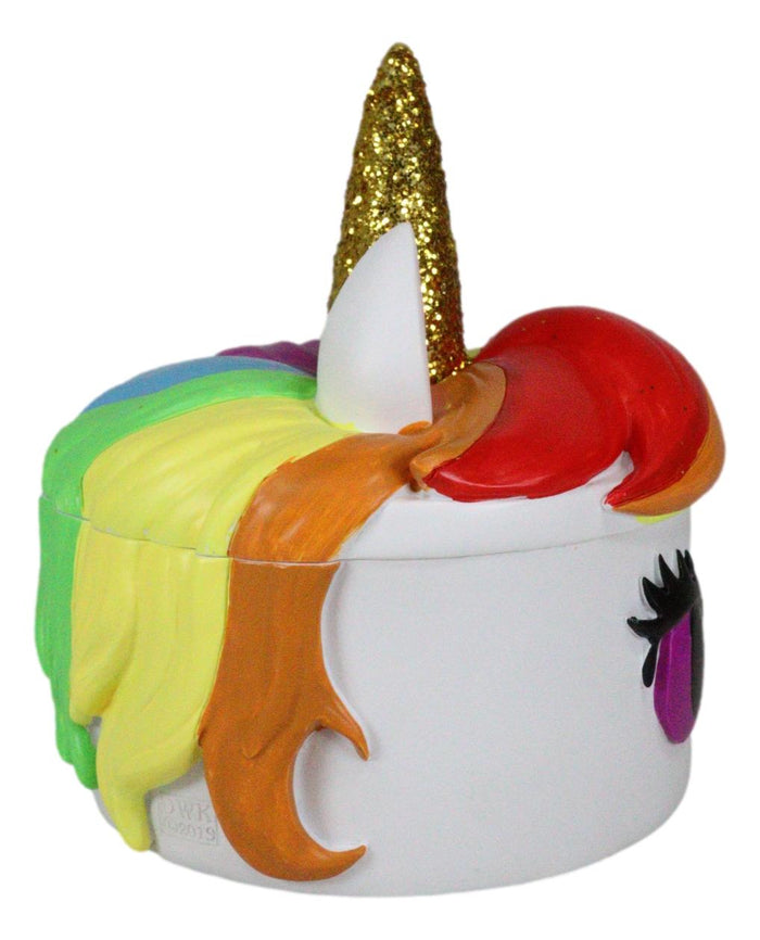 Ebros Gift Enchanted Fantasy Rainbow Unicorn Stargazer Trinket Decorative Jewelry Box Decor