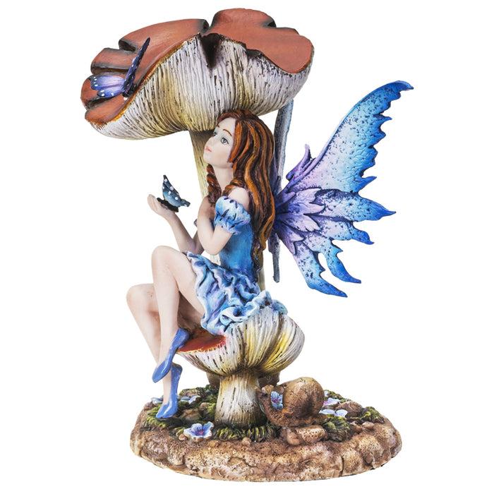Ebros Gift Enchanted Forest Toadstool Mushroom Lavender Fairy With Butterfly Figurine