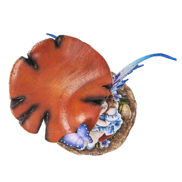 Ebros Gift Enchanted Forest Toadstool Mushroom Lavender Fairy With Butterfly Figurine