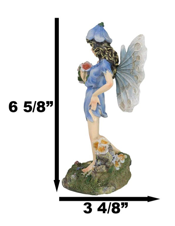 Ebros Gift Enchanted Garden Bluebell Floral Fairy Carrying A Bouquet Of Flowers Figurine