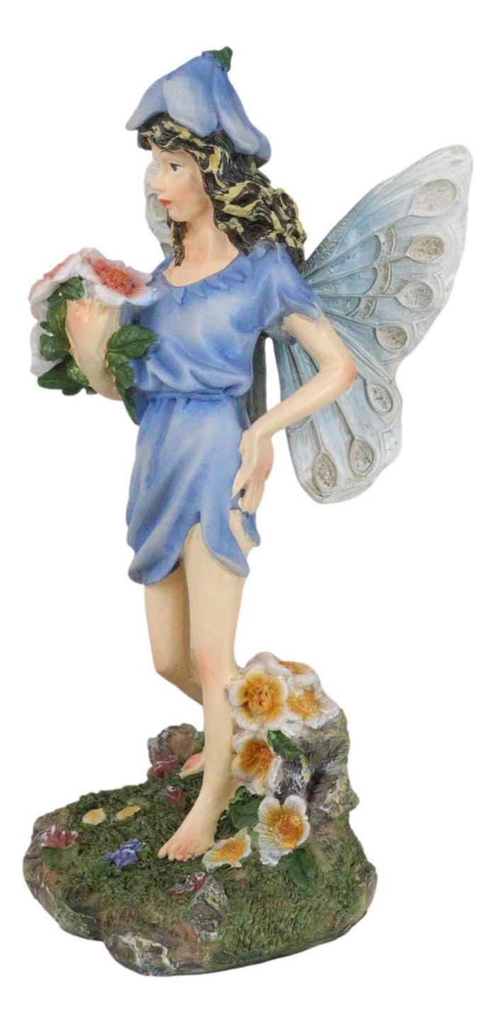 Ebros Gift Enchanted Garden Bluebell Floral Fairy Carrying A Bouquet Of Flowers Figurine