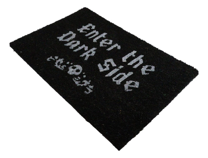 Ebros Gift Enter The Dark Side Wicca Skull Black Coir Coconut Fiber Floor Mat Doormat