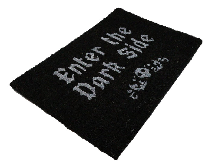 Ebros Gift Enter The Dark Side Wicca Skull Black Coir Coconut Fiber Floor Mat Doormat