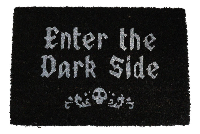 ebros gift Enter The Dark Side Wicca Skull Black Coir Coconut Fiber Floor Mat Doormat