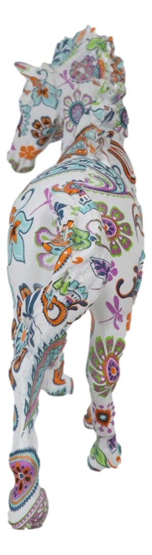 Ebros Gift Equestrian Chic Beauty Rainbow Paisley White Horse Hand Painted Statue 7.5" L