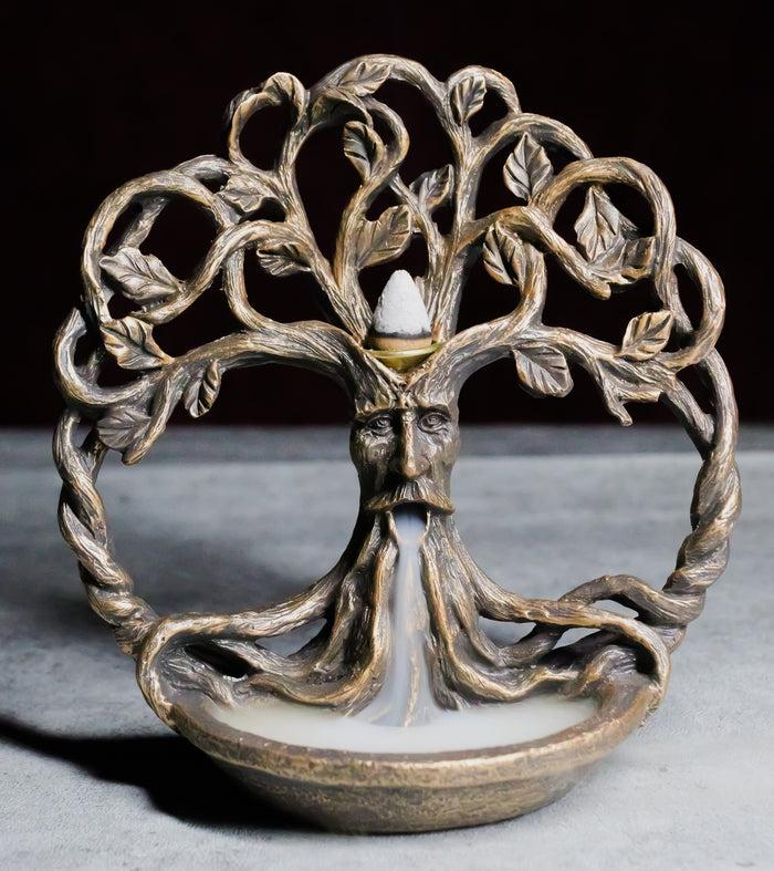 ebros gift Ethereal Forest Celtic Greenman Ent Tree Of Life Backflow Incense Cone Burner