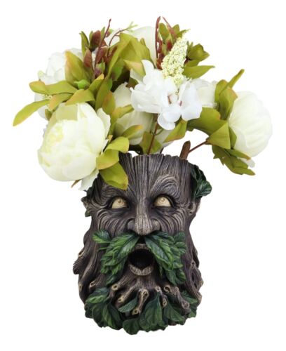 Ebros Gift Evergreen Forest Greenman Wall Hanging Planter Sculpture Plaque Home Decor