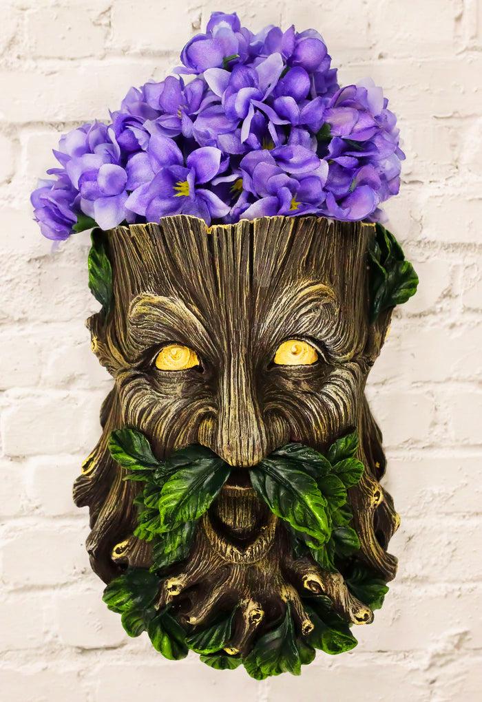 ebros gift Evergreen Forest Greenman Wall Hanging Planter Sculpture Plaque Home Decor