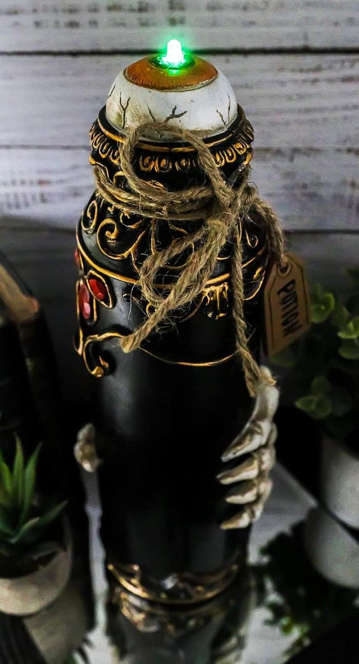 ebros gift Evil Eye LED Light Decorative Potion Bottle with Skeleton Hands and Scrollwork
