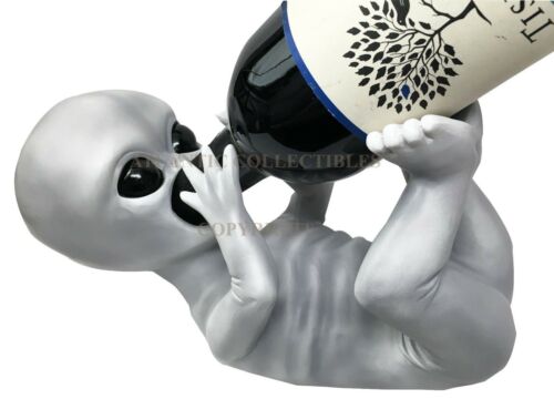 ebros gift Extra Terrestrial Alien UFO Outer Space Colony Wine Bottle Holder Figurine Decor