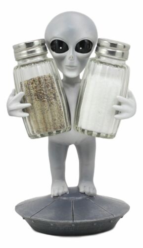 ebros gift Extra Terrestrial UFO Outer Space Roswell Alien Salt And Pepper Shakers Set