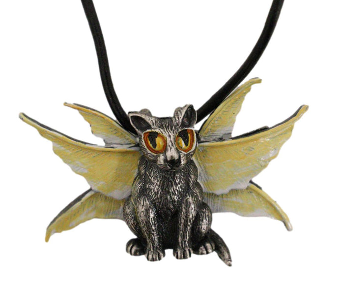 Ebros Gift Fae Pixie Dust Magic Feline Cat With Fairy Wings Pewter Jewelry Necklace