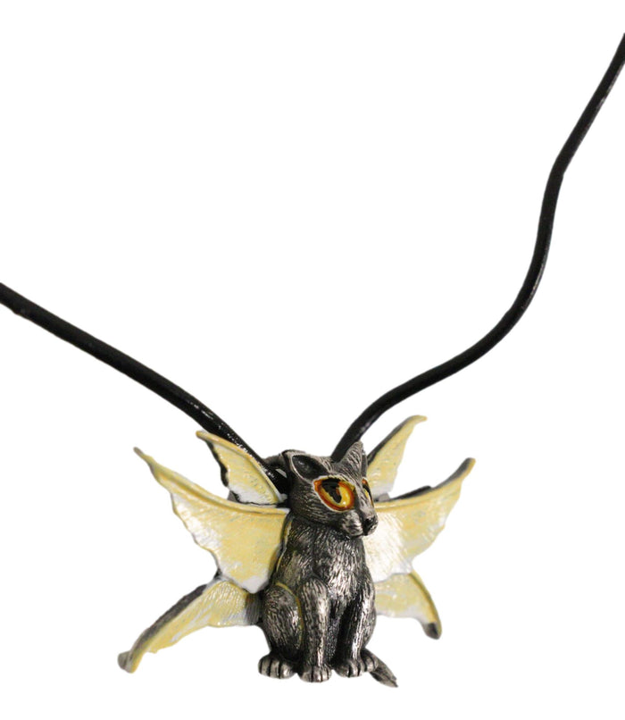 Ebros Gift Fae Pixie Dust Magic Feline Cat With Fairy Wings Pewter Jewelry Necklace