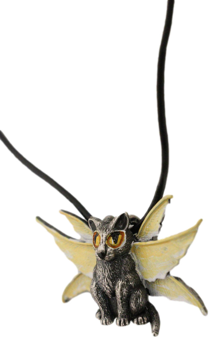 Ebros Gift Fae Pixie Dust Magic Feline Cat With Fairy Wings Pewter Jewelry Necklace
