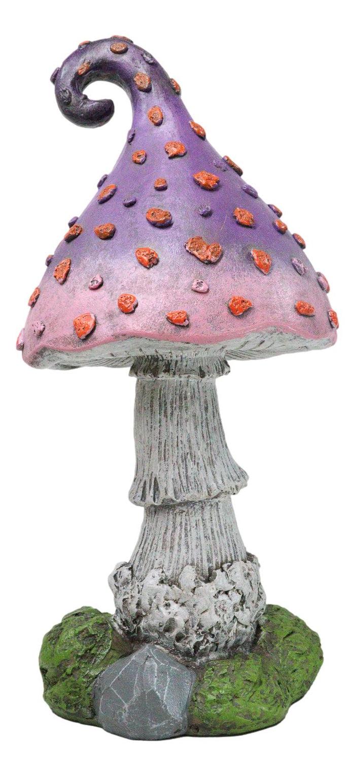 Ebros Gift Fairy Garden Giant Spotted Purple Crooked Toadstool Mushroom Figurine 17"H