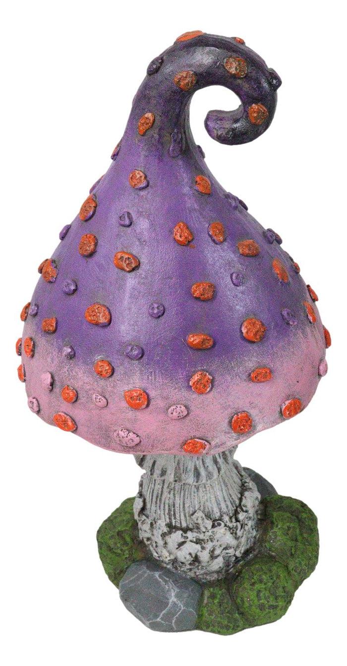 Ebros Gift Fairy Garden Giant Spotted Purple Crooked Toadstool Mushroom Figurine 17"H