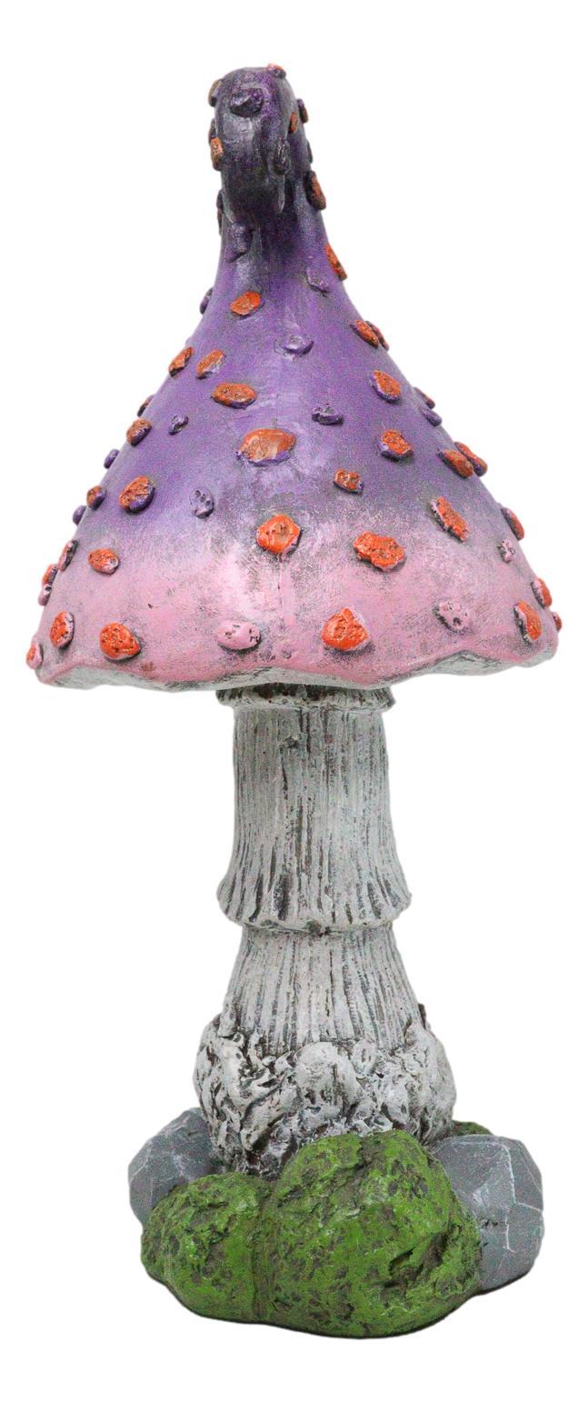 Ebros Gift Fairy Garden Giant Spotted Purple Crooked Toadstool Mushroom Figurine 17"H