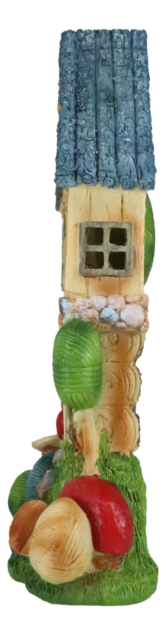 Ebros Gift Fairy Garden LED Light Up Cottage House With Colorful Yarn Wool Welcome Sign