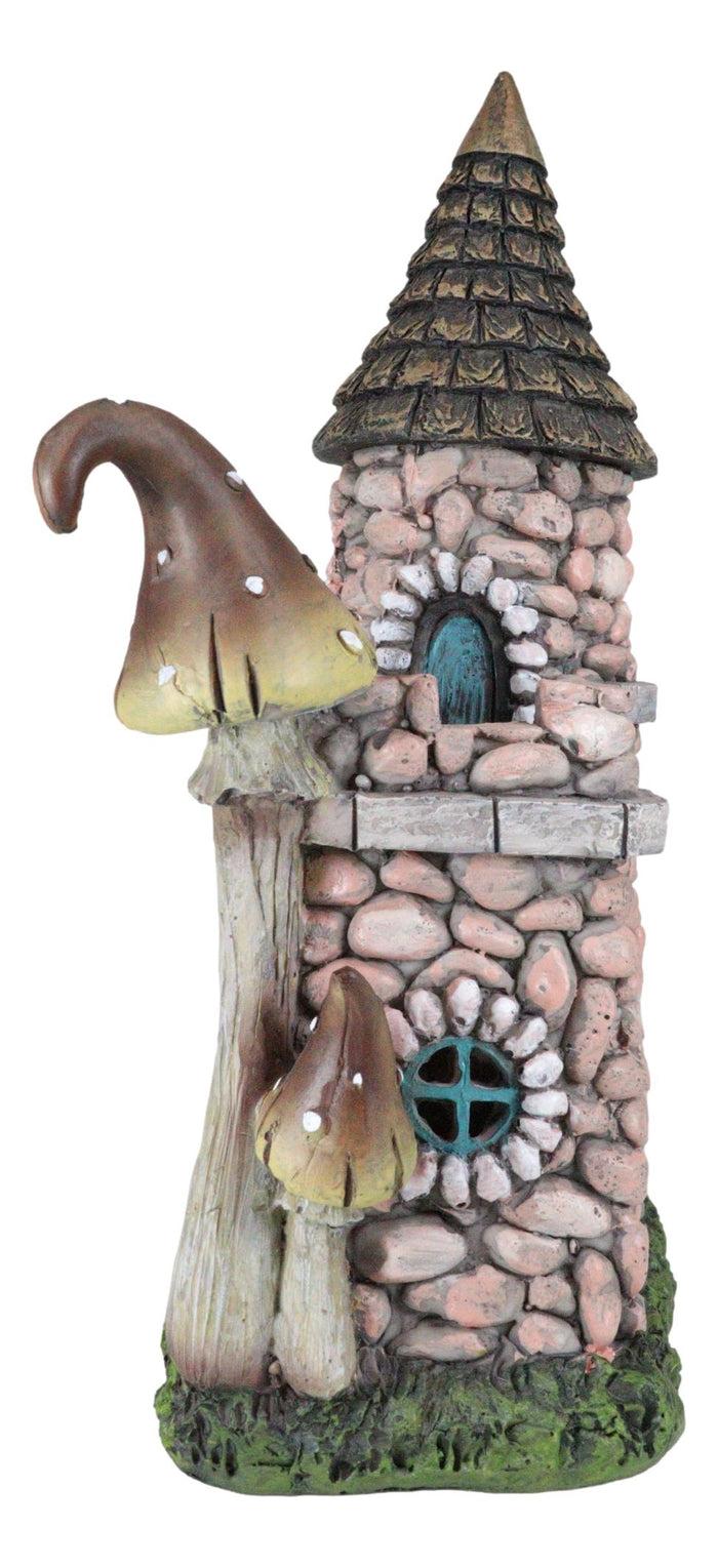 Ebros Gift Fairy Garden LED Light Up Cottage Stone House With Welcome Sign Door Figurine