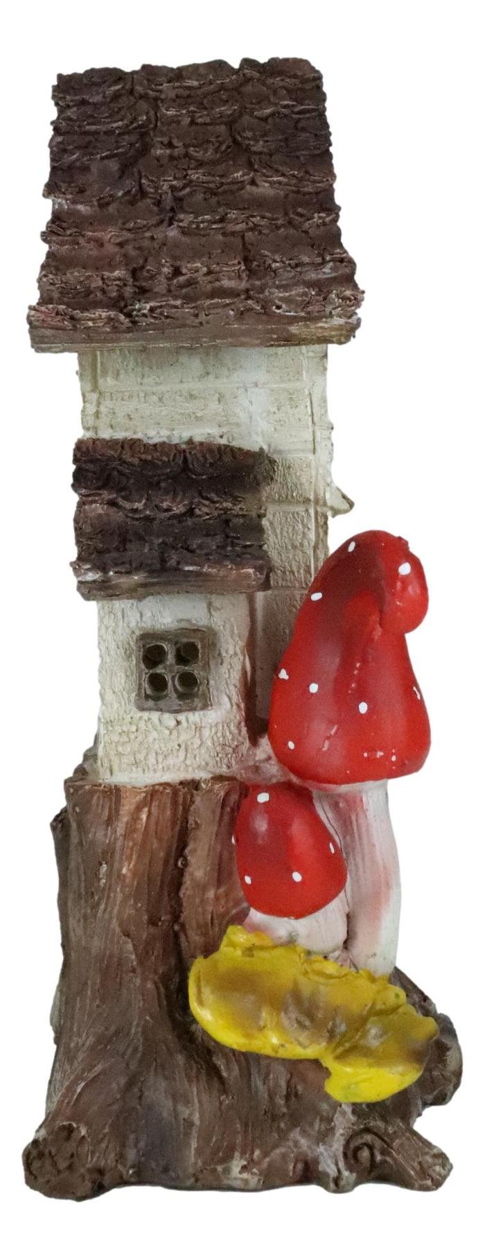 Ebros Gift Fairy Garden LED Light Up Cottage Tree House With Toadstool Mushrooms Figurine