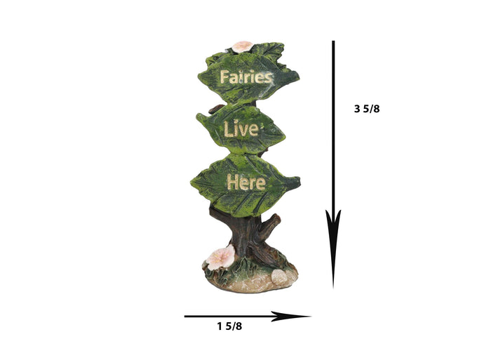 Ebros Gift Fairy Garden Miniature Fairies Live Here Flowering Tree Leaves Sign Sculpture