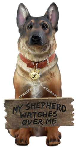 Ebros Gift Faithful Collared German Shepherd Guard Dog Large Figurine Holding Sign Statue