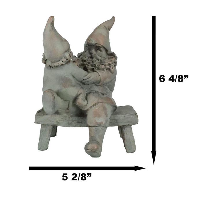 Ebros Gift Family Bonding Papa Gnome With Baby Gnome Sitting On Wooden Stool Garden Statue
