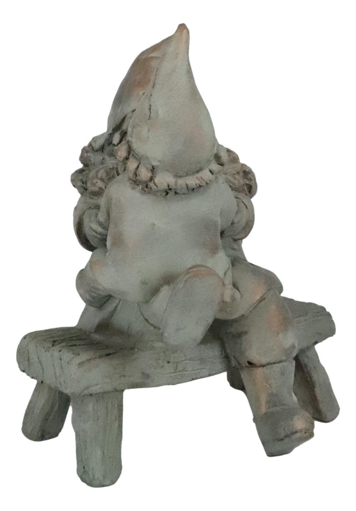 Ebros Gift Family Bonding Papa Gnome With Baby Gnome Sitting On Wooden Stool Garden Statue