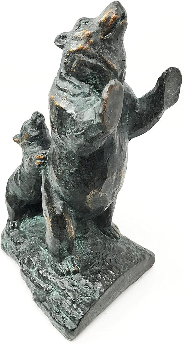 Ebros Gift Family Grizzly Momma Bear And Cub Pushing Weight Bookends Pair Resin Figurine