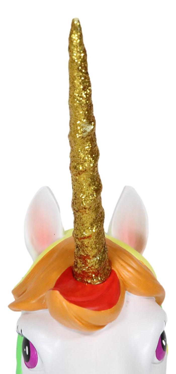 Ebros Gift Fantasia Rainbow Mane Unicorn With Golden Horn 3D Wall Head Mount Decor Plaque
