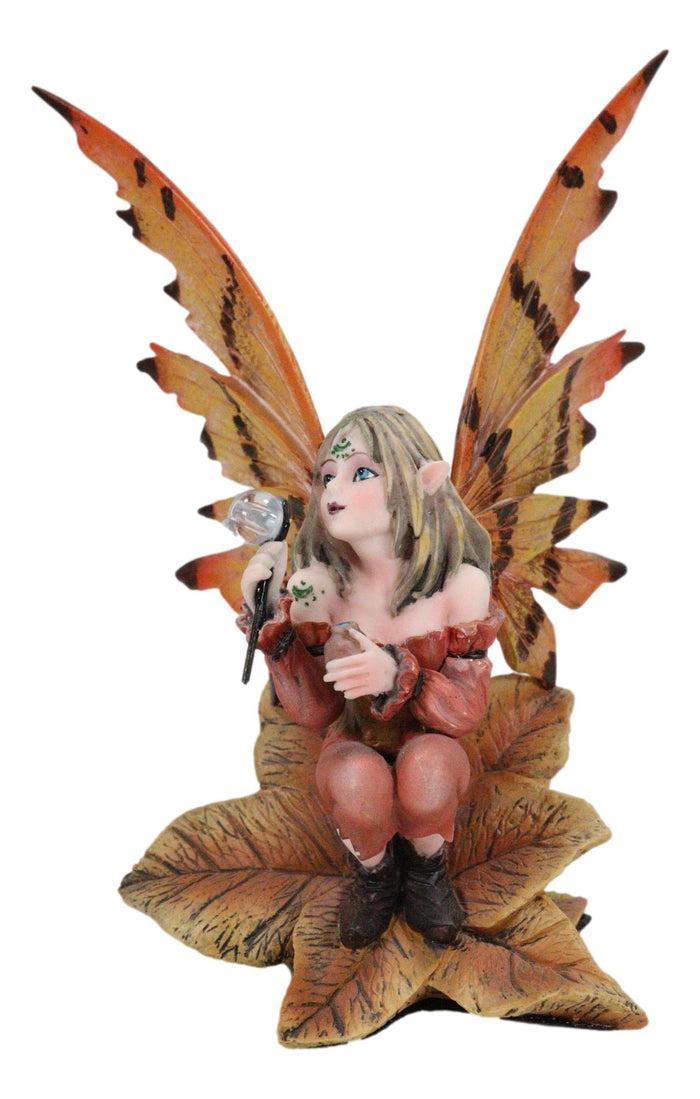 Ebros Gift Fantasy Autumn Fall Forest Monk Fairy Fae Blowing Wish Bubbles Figurine