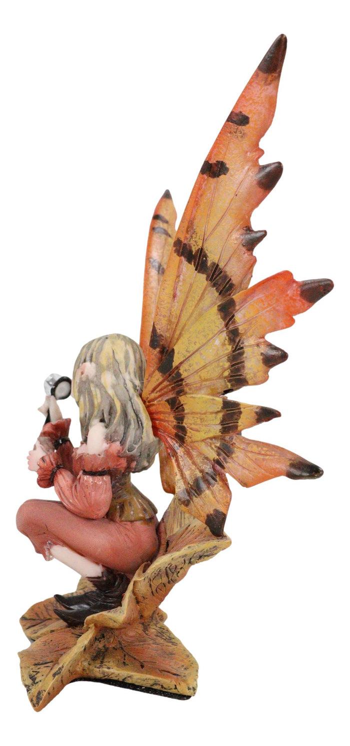 Ebros Gift Fantasy Autumn Fall Forest Monk Fairy Fae Blowing Wish Bubbles Figurine