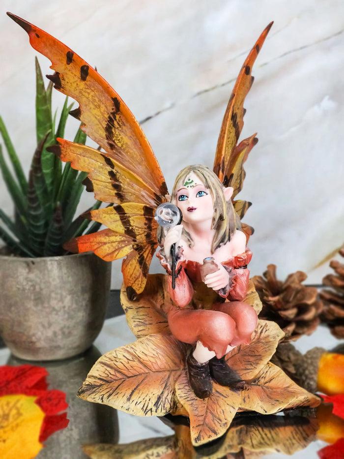 ebros gift Fantasy Autumn Fall Forest Monk Fairy Fae Blowing Wish Bubbles Figurine