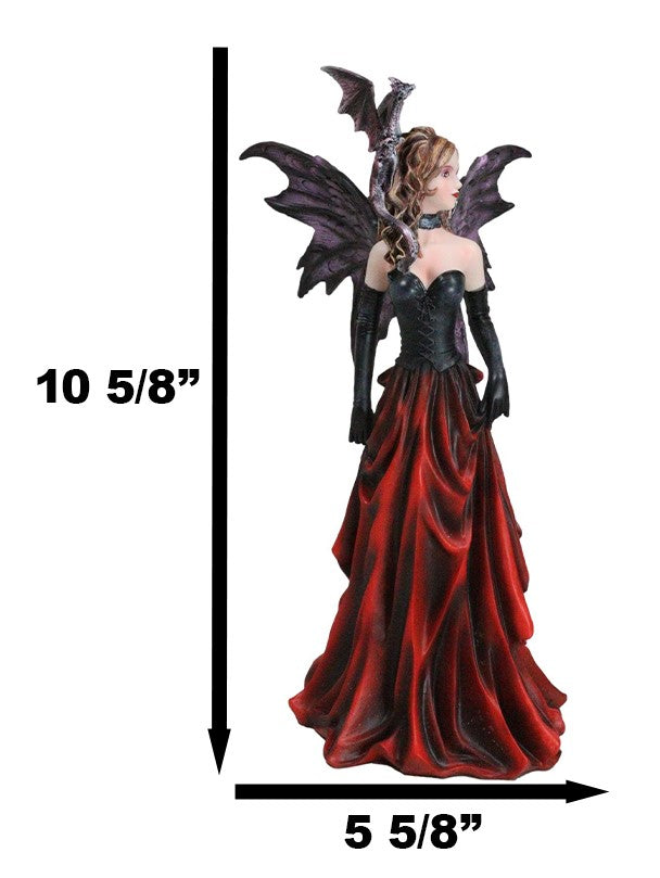 Ebros Gift Fantasy Dragon Mother Red Gowned Fairy Queen With Pixie Dragonling Figurine