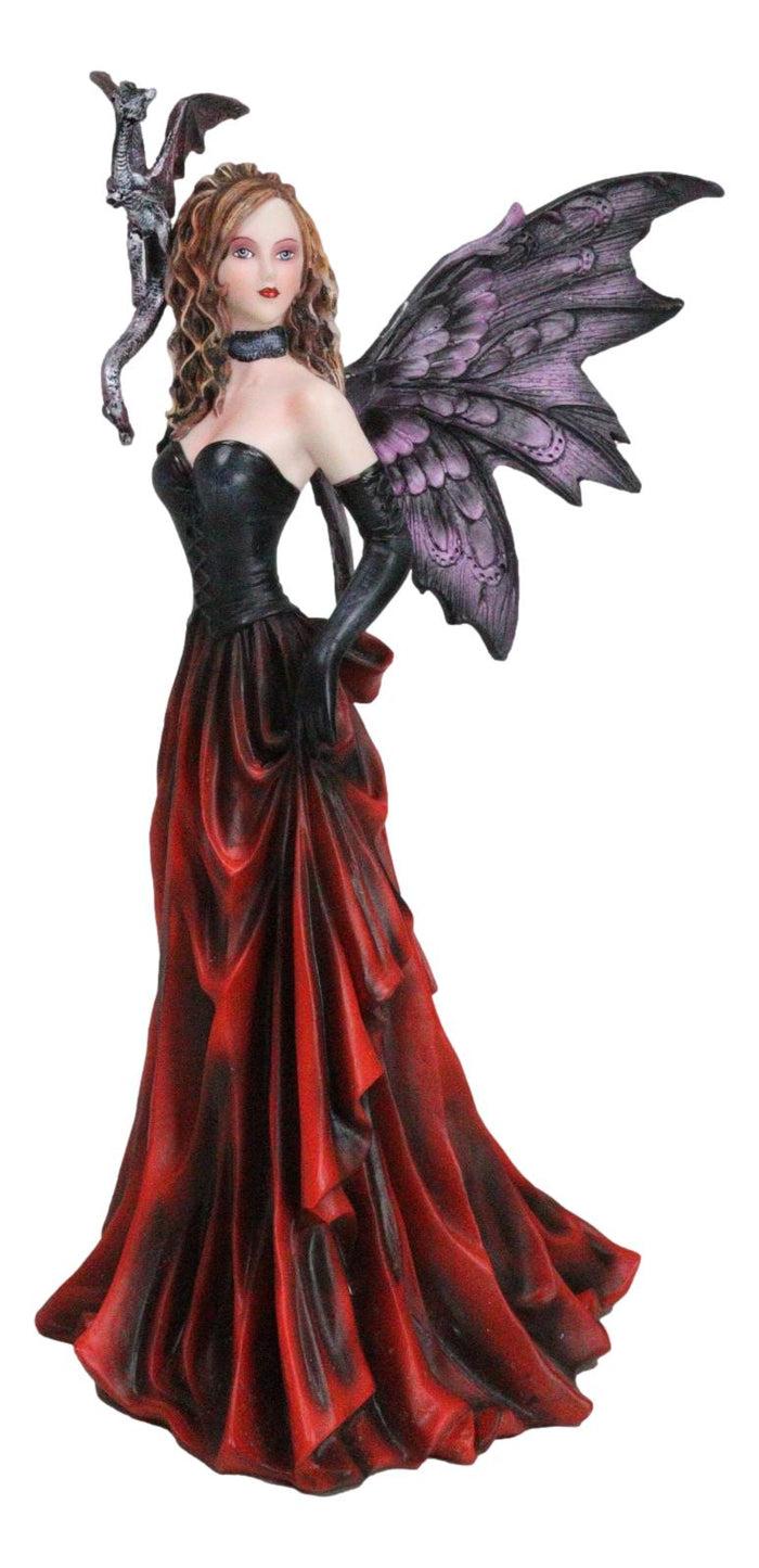 ebros gift Fantasy Dragon Mother Red Gowned Fairy Queen With Pixie Dragonling Figurine