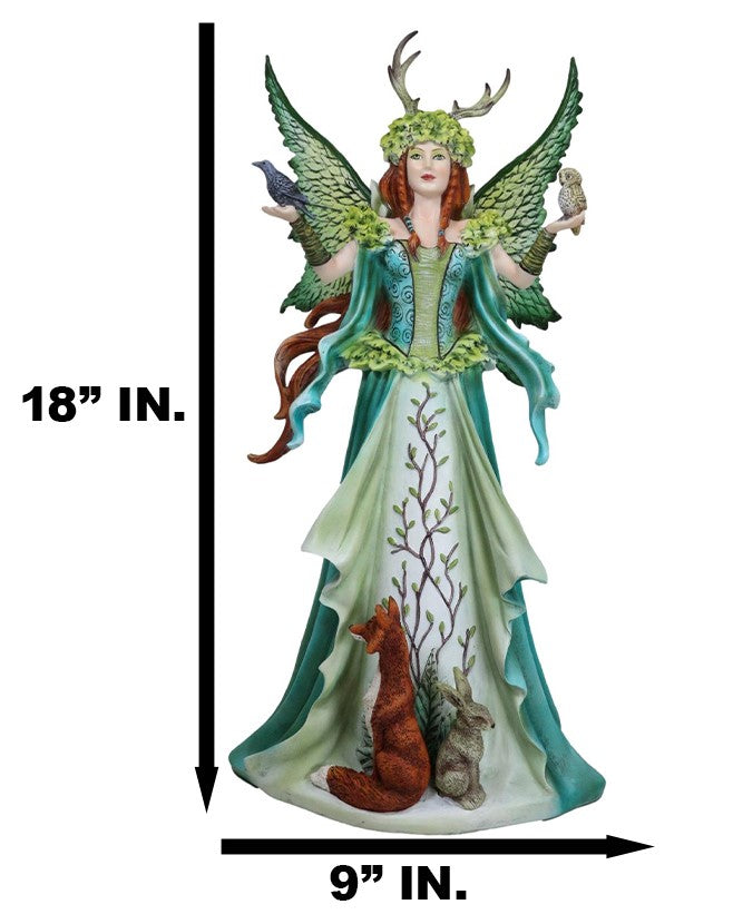 Ebros Gift Fantasy Dragon Taker Antler Crown Queen Of The Forest Fairy And Animals Figurine