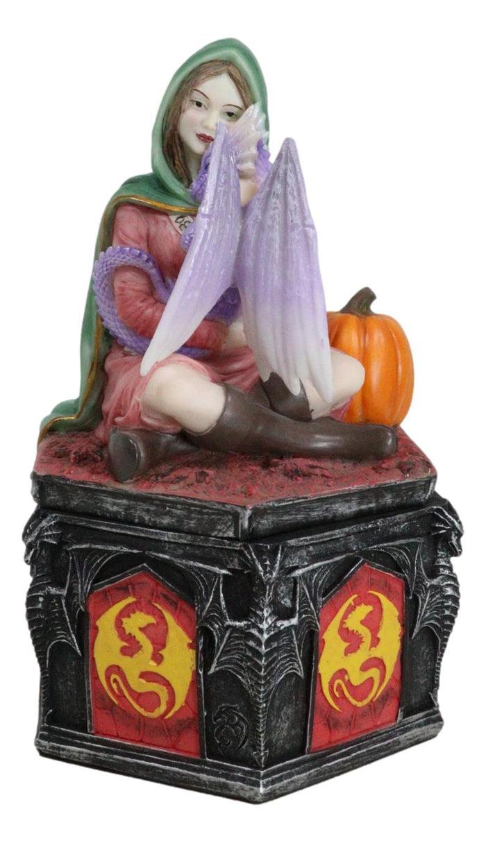 Ebros Gift Fantasy Four Seasons Fall Friendship Fairy With Dragon Decorative Box Figurine