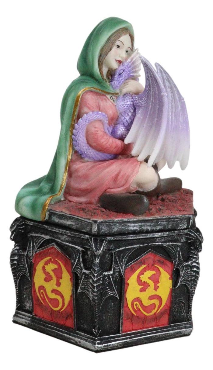 ebros gift Fantasy Four Seasons Fall Friendship Fairy With Dragon Decorative Box Figurine