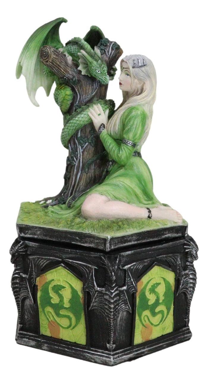 Ebros Gift Fantasy Four Seasons Summer Friendship Fairy With Dragon Decorative Box Figurine