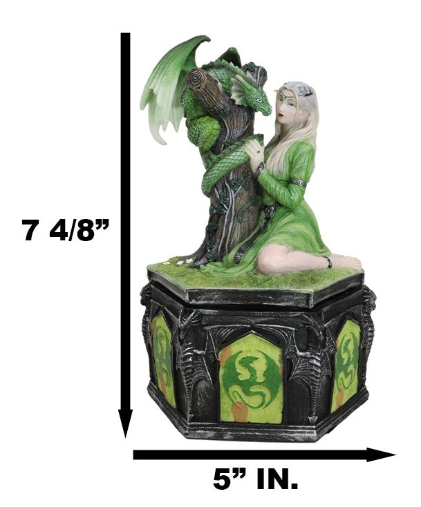 Ebros Gift Fantasy Four Seasons Summer Friendship Fairy With Dragon Decorative Box Figurine