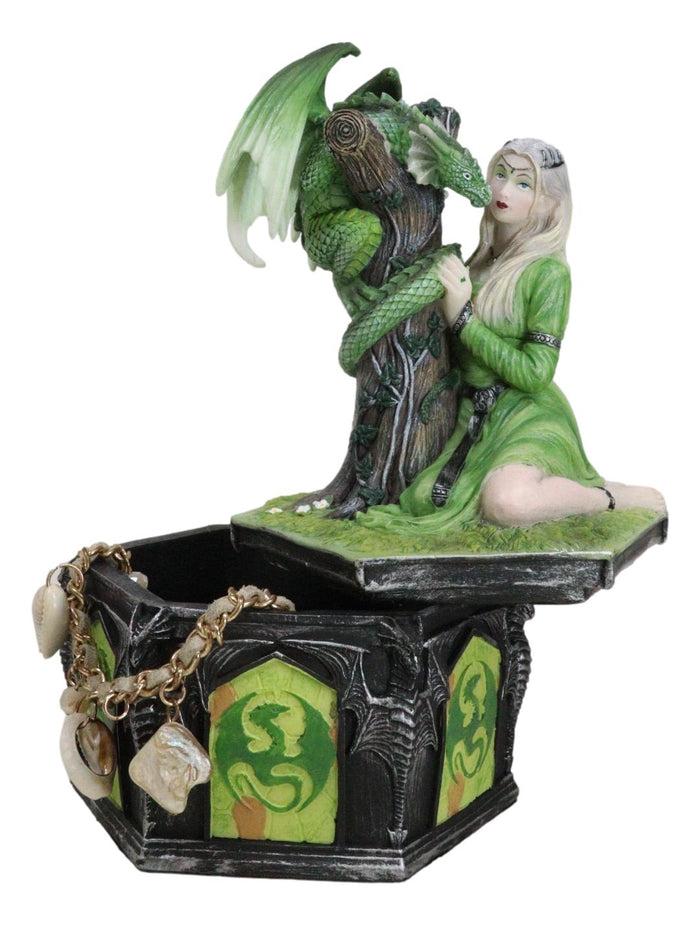 Ebros Gift Fantasy Four Seasons Summer Friendship Fairy With Dragon Decorative Box Figurine