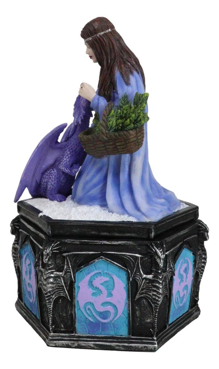 Ebros Gift Fantasy Four Seasons Winter Friendship Fairy With Dragon Decorative Box Figurine