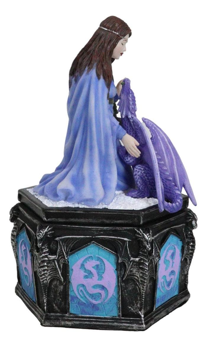 Ebros Gift Fantasy Four Seasons Winter Friendship Fairy With Dragon Decorative Box Figurine