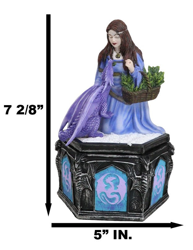 Ebros Gift Fantasy Four Seasons Winter Friendship Fairy With Dragon Decorative Box Figurine