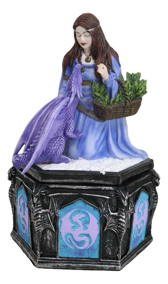 ebros gift Fantasy Four Seasons Winter Friendship Fairy With Dragon Decorative Box Figurine