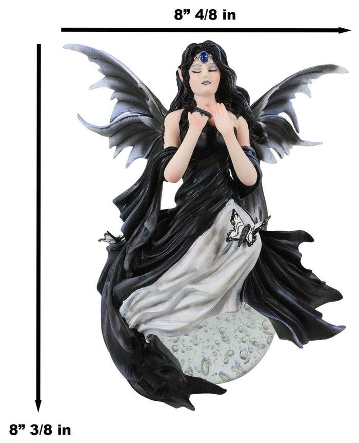 Ebros Gift Fantasy Gathering Storm Gothic Fairy Sitting On Bubble Moon Glass Ball Statue