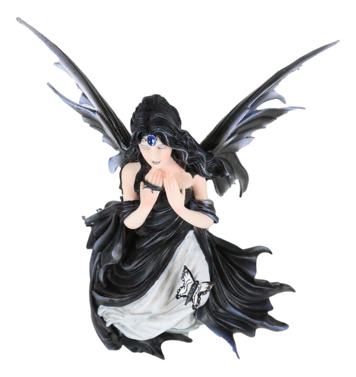 Ebros Gift Fantasy Gathering Storm Gothic Fairy Sitting On Bubble Moon Glass Ball Statue