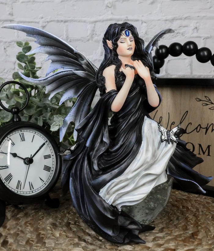 ebros gift Fantasy Gathering Storm Gothic Fairy Sitting On Bubble Moon Glass Ball Statue