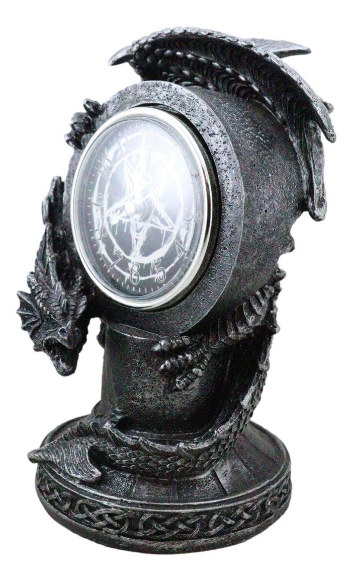 Ebros Gift Fantasy Gothic Hour Of The Dragon Drake With Pentagram Star Table Clock Figurine